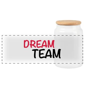 Dream Team - Panorama Keksdose mit Holzdeckel - Weiß - Vorne