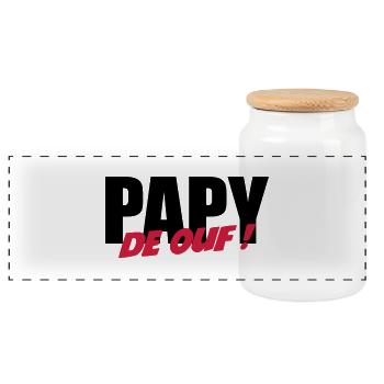 Papy de ouf ! - Boîte à biscuits avec couvercle en bois - blanc - Devant