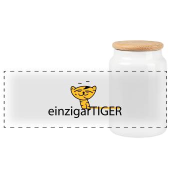einzigartiger Tiger - Panorama Keksdose mit Holzdeckel - Weiß - Vorne