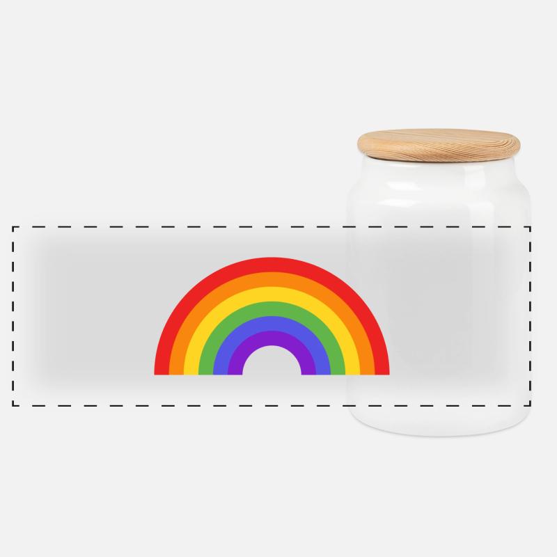 Regenbogen - Panorama Keksdose mit Holzdeckel - Weiß
