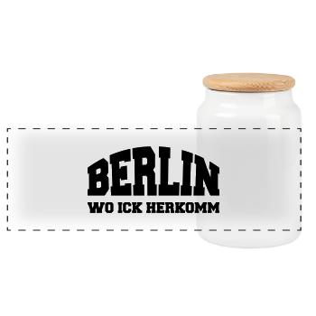 berlin - Panorama Keksdose mit Holzdeckel - Weiß - Vorne