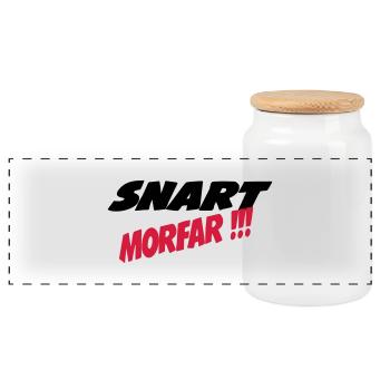 Snart morfar !! - Panorama Keksdose mit Holzdeckel - Weiß - Vorne