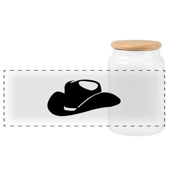 cowboy - Panoramic Cookie Jar with Wooden Lid - white - Front