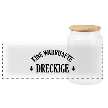 Lausiger Dreckige schmutzig schmuddelig Miststück - Panoramic Cookie Jar with Wooden Lid - white - Front