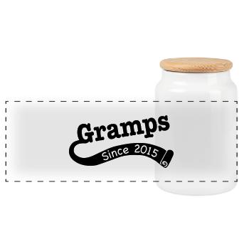 Gramps Since 2015 - Panoramic Cookie Jar with Wooden Lid - white - Front