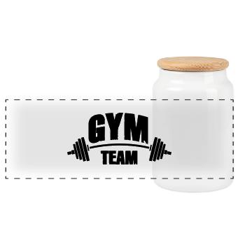 gym_team_01 - Boîte à biscuits avec couvercle en bois - blanc - Devant