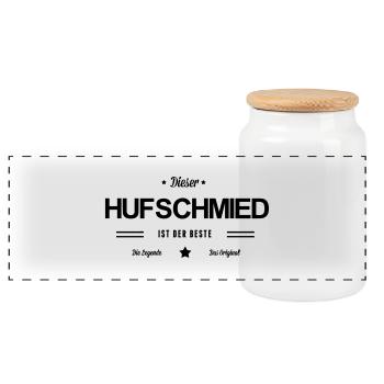 Bester Hufschmied - Panorama Keksdose mit Holzdeckel - Weiß - Vorne