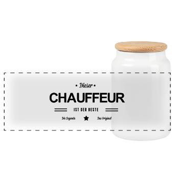 Bester Chauffeur - Panorama Keksdose mit Holzdeckel - Weiß - Vorne
