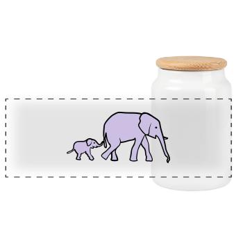 Elefant, Elefanten - Panorama Keksdose mit Holzdeckel - Weiß - Vorne