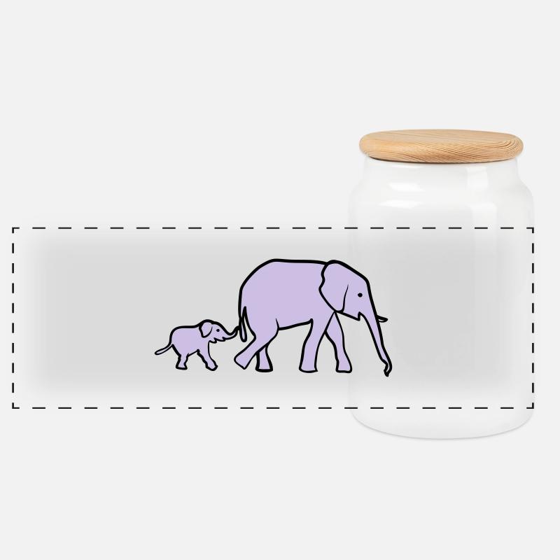 Elefant, Elefanten - Panorama Keksdose mit Holzdeckel - Weiß