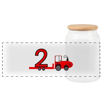 Tractor - Panoramic Cookie Jar with Wooden Lid - white - Front