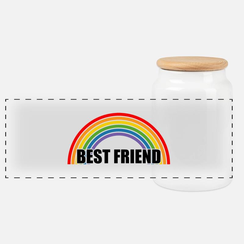 Meilleur ami arc-en-ciel - Boîte à biscuits avec couvercle en bois - blanc