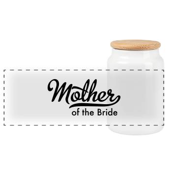 Mother of the Bride - Panoramic Cookie Jar with Wooden Lid - white - Front