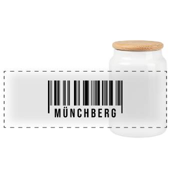 Münchberg Bayern - Panorama Keksdose mit Holzdeckel - Weiß - Vorne