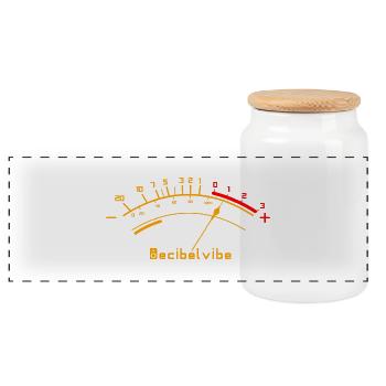 Decibelvibe - Derivative products - VU Meter Color - Panoramic Cookie Jar with Wooden Lid - white - Front