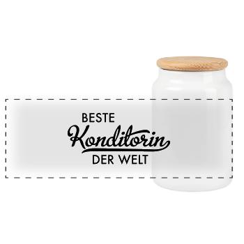 Beste Konditorin der Welt - Panorama Keksdose mit Holzdeckel - Weiß - Vorne