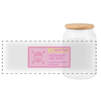 ATTENTION FEMALE CHEF - Panoramic Cookie Jar with Wooden Lid - white - Front