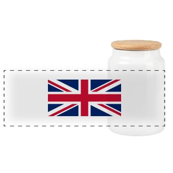 United Kingdom - Panoramic Cookie Jar with Wooden Lid - white - Front