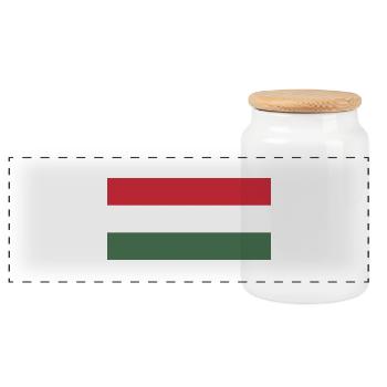 Hungary - Panoramic Cookie Jar with Wooden Lid - white - Front