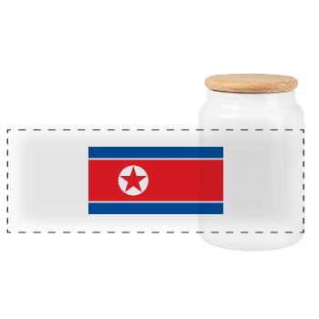 Nordkorea - Panorama Keksdose mit Holzdeckel - Weiß - Vorne