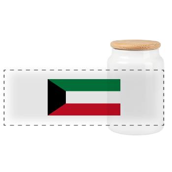 Kuwait - Panoramic Cookie Jar with Wooden Lid - white - Front