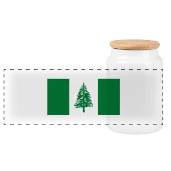 Norfolk Island - Panoramic Cookie Jar with Wooden Lid - white - Front
