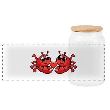 Cancer Couple D’amour Crabe Animal La Saint-Valentin - Boîte à biscuits avec couvercle en bois - blanc - Devant