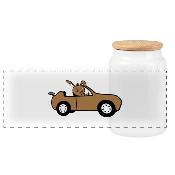 Rabbit Car Permis de conduire rapide - Boîte à biscuits avec couvercle en bois - blanc - Devant