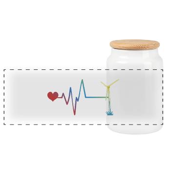 Wind Turbine Pulse Heartbeat Energy - Panoramic Cookie Jar with Wooden Lid - white - Front