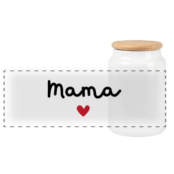 Mama of Love - Mom Gift - Panoramic Cookie Jar with Wooden Lid - white - Front