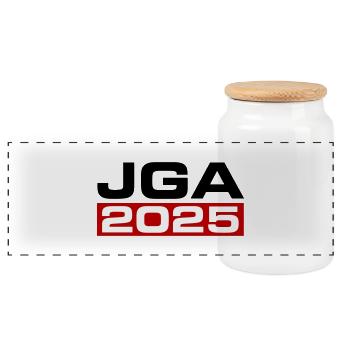 Jga 2025 - Panorama Keksdose mit Holzdeckel - Weiß - Vorne
