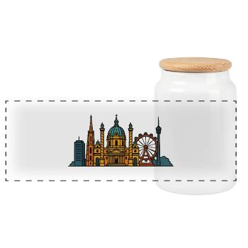 City of Vienna City - Panoramic Cookie Jar with Wooden Lid - white - Front