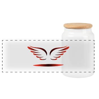 ANGEL WINGS - Panoramic Cookie Jar with Wooden Lid - white - Front