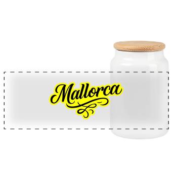 Mallorca Ornament - Panoramic Cookie Jar with Wooden Lid - white - Front