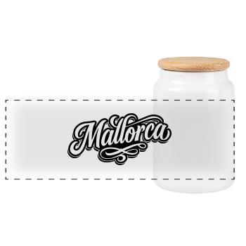 Mallorca Tattoo - Panoramic Cookie Jar with Wooden Lid - white - Front