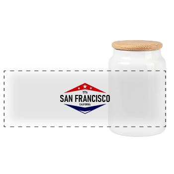 San Francisco - Californie - États-Unis - États-Unis - Boîte à biscuits avec couvercle en bois - blanc - Devant