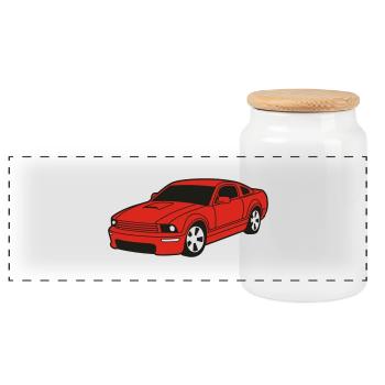 car - Panorama Keksdose mit Holzdeckel - Weiß - Vorne