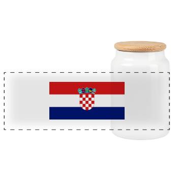 kroatien, croatia, Fahne, Flagge - Panorama Keksdose mit Holzdeckel - Weiß - Vorne