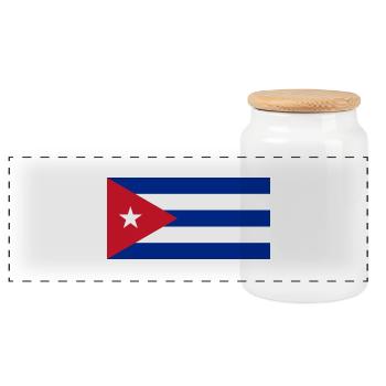 cuba, kuba, Fahne, Flagge - Panorama Keksdose mit Holzdeckel - Weiß - Vorne