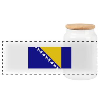 bosnien, bosnia, Fahne, Flagge - Panorama Keksdose mit Holzdeckel - Weiß - Vorne