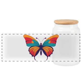 Papillon - Boîte à biscuits avec couvercle en bois - blanc - Devant