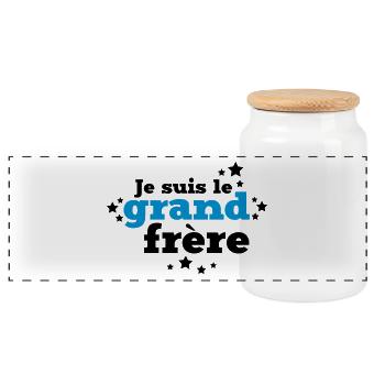 je suis le grand frère - Boîte à biscuits avec couvercle en bois - blanc - Devant