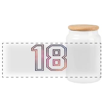 18 birthday - Panoramic Cookie Jar with Wooden Lid - white - Front