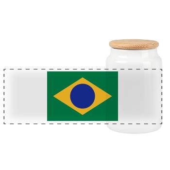 National Flag Of Brazil - Panoramic Cookie Jar with Wooden Lid - white - Front