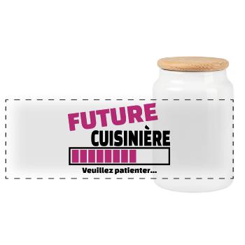 future cuisinière - Boîte à biscuits avec couvercle en bois - blanc - Devant