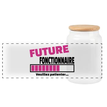 future fonctionnaire - Boîte à biscuits avec couvercle en bois - blanc - Devant
