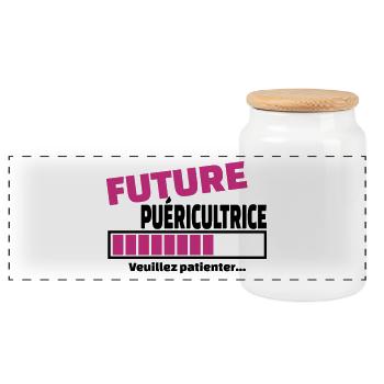 future puéricultrice - Boîte à biscuits avec couvercle en bois - blanc - Devant
