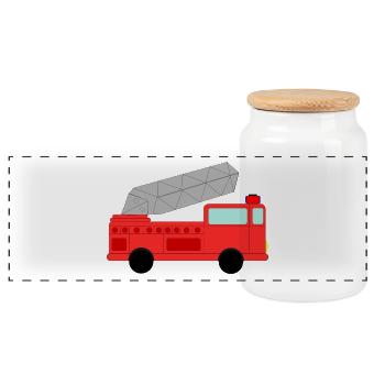 feuerwehr feuerwehrmann firefighter firetruck fire - Panorama Keksdose mit Holzdeckel - Weiß - Vorne