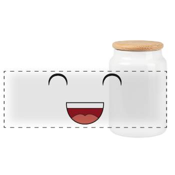 Happy Smile Smiley - Panorama Keksdose mit Holzdeckel - Weiß - Vorne