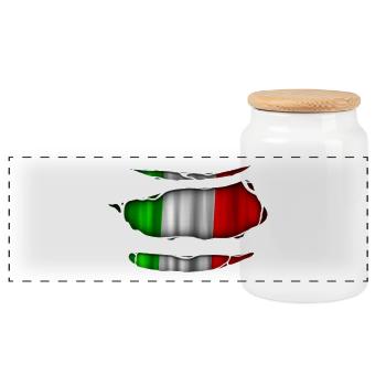Italien Flagge Aufgerissen 017 - Panorama Keksdose mit Holzdeckel - Weiß - Vorne